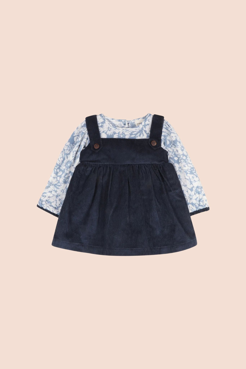 Blue Floral Corduroy Dress Set (Baby Girl)