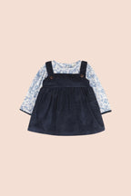 Blue Floral Corduroy Dress Set (Baby Girl)
