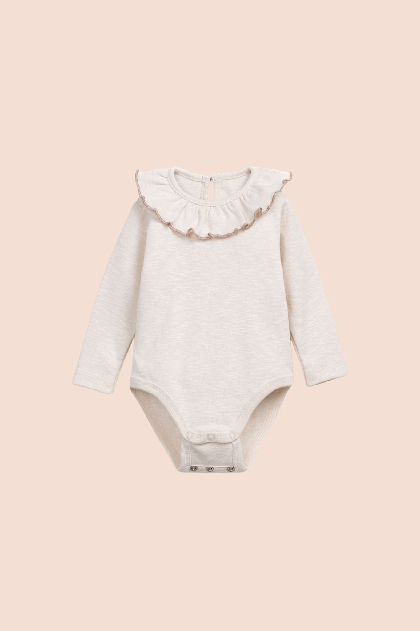 Rib Flame Frill Collar Onesie (Baby Girl)
