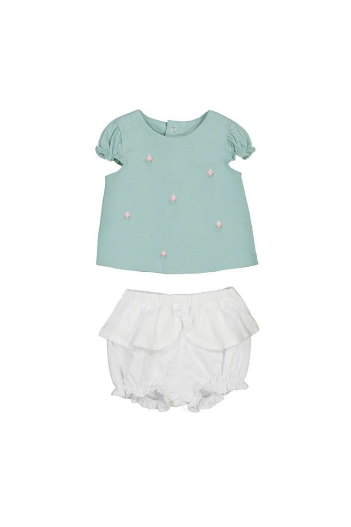 Aqua Floral Ruffle Short Set (Baby Girl)
