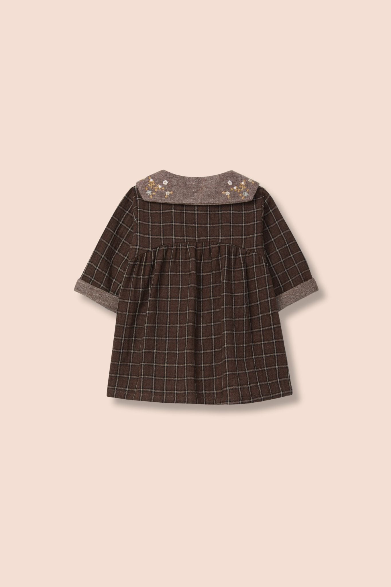 Brown Plaid Floral Dress (Baby Girl)