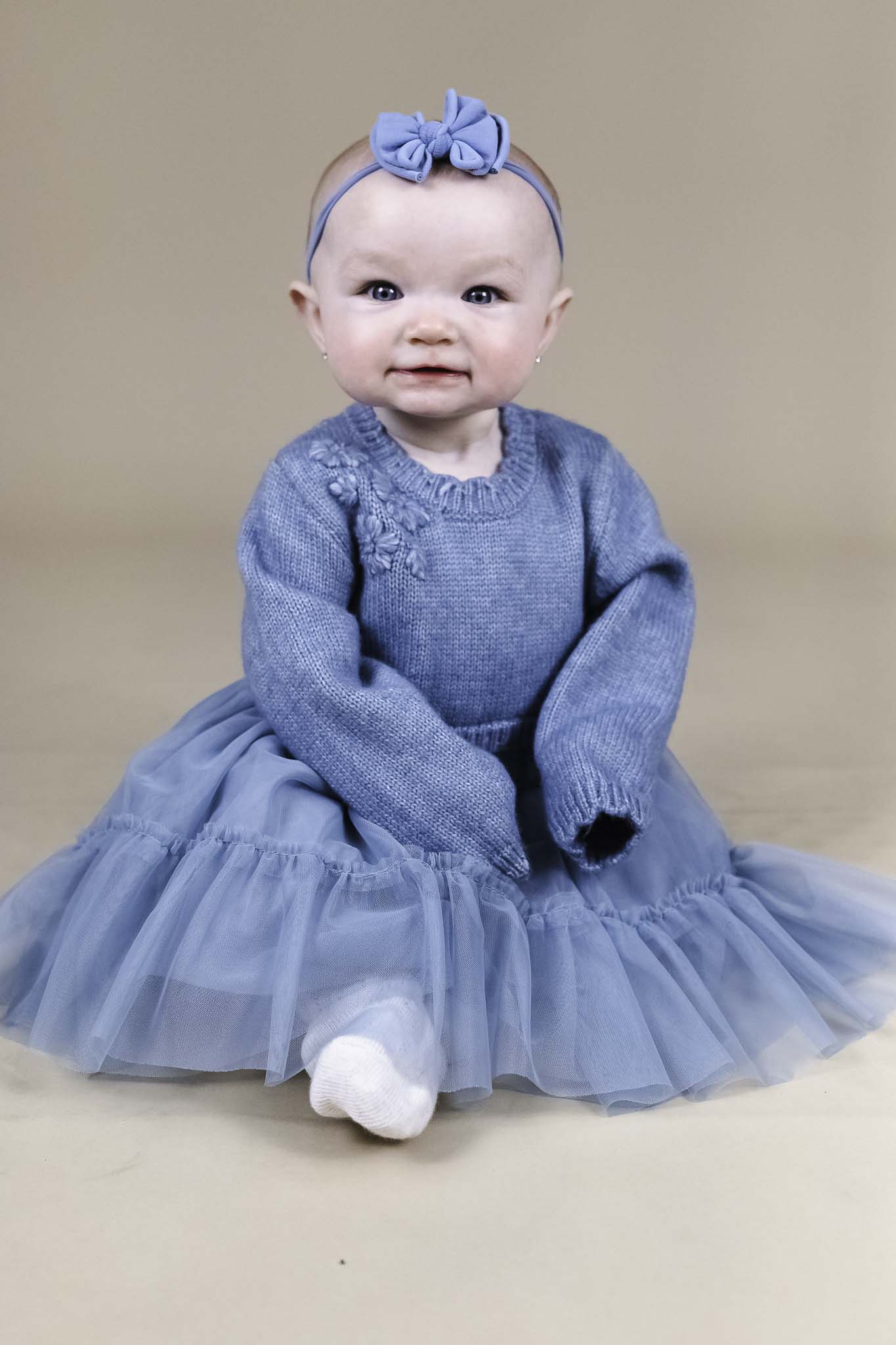 Blue Floral Knit Dress (Baby Girl)