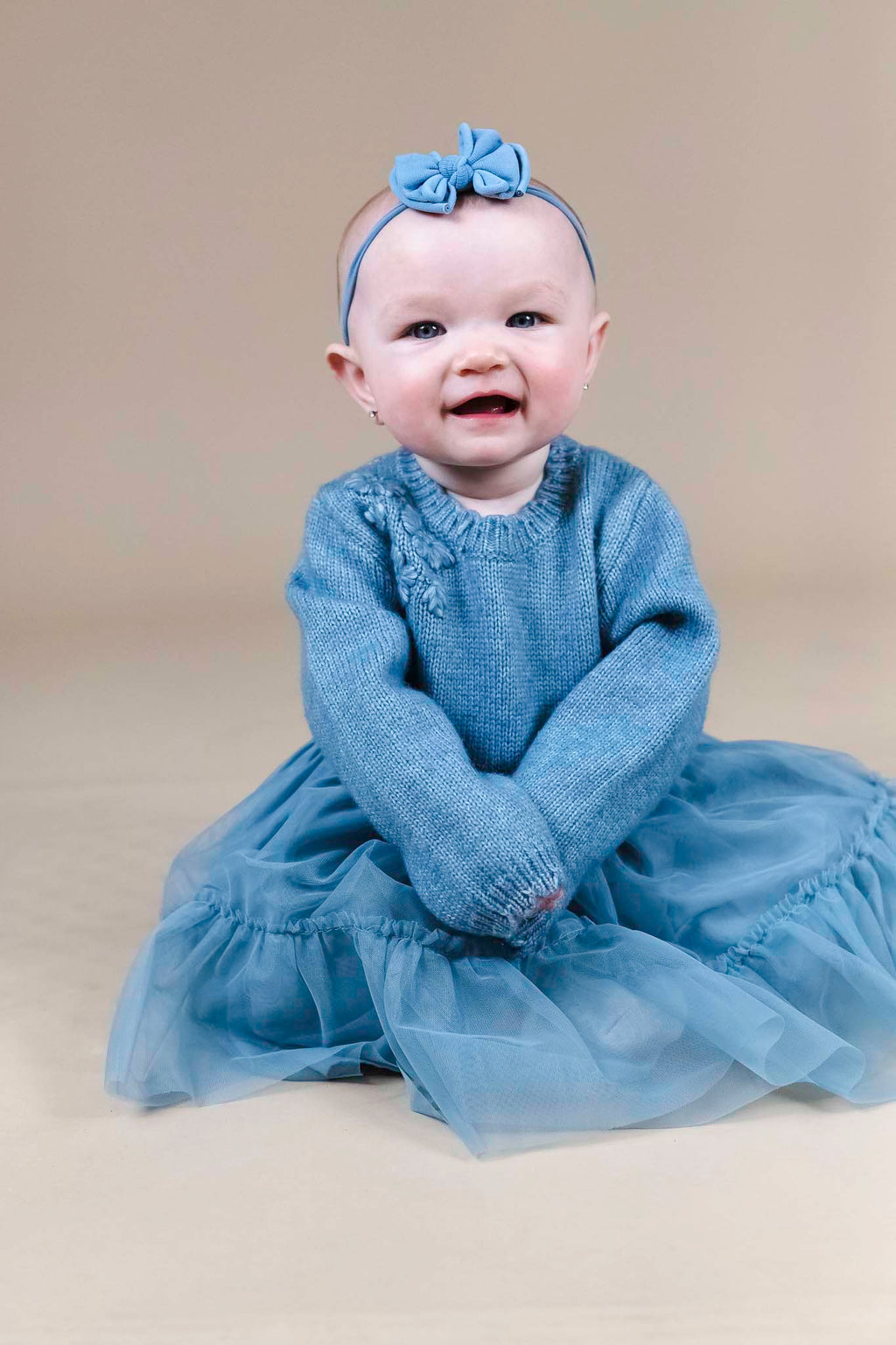 Blue Floral Knit Dress (Baby Girl)
