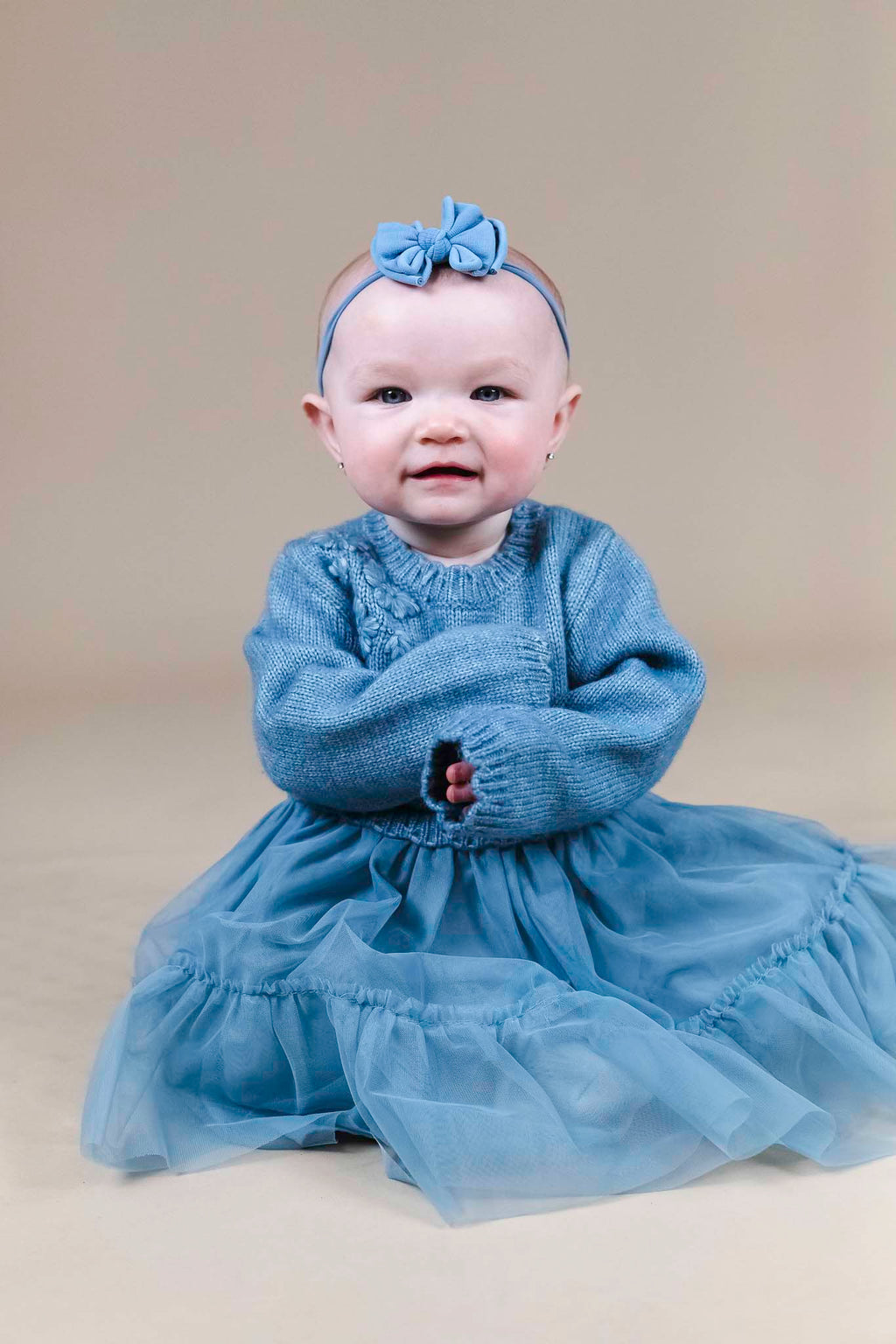 Blue Floral Knit Dress (Baby Girl)