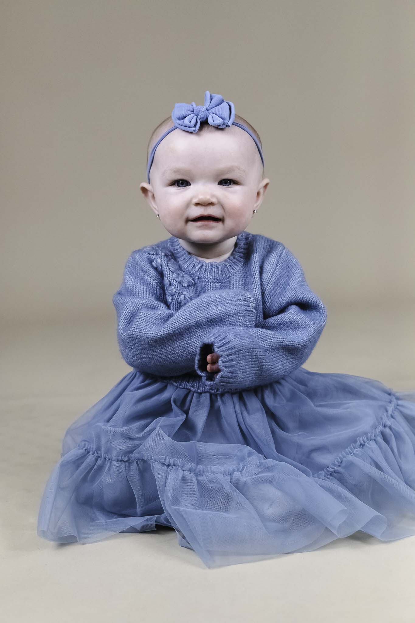 Blue Floral Knit Dress (Baby Girl)