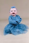 Blue Floral Knit Dress (Baby Girl)