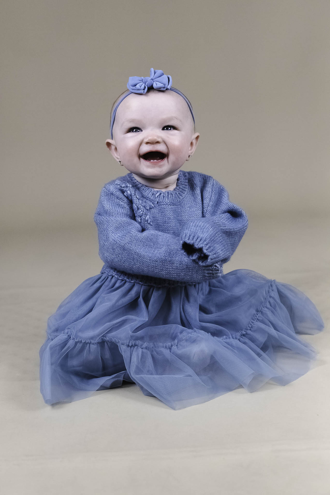 Blue Floral Knit Dress (Baby Girl)