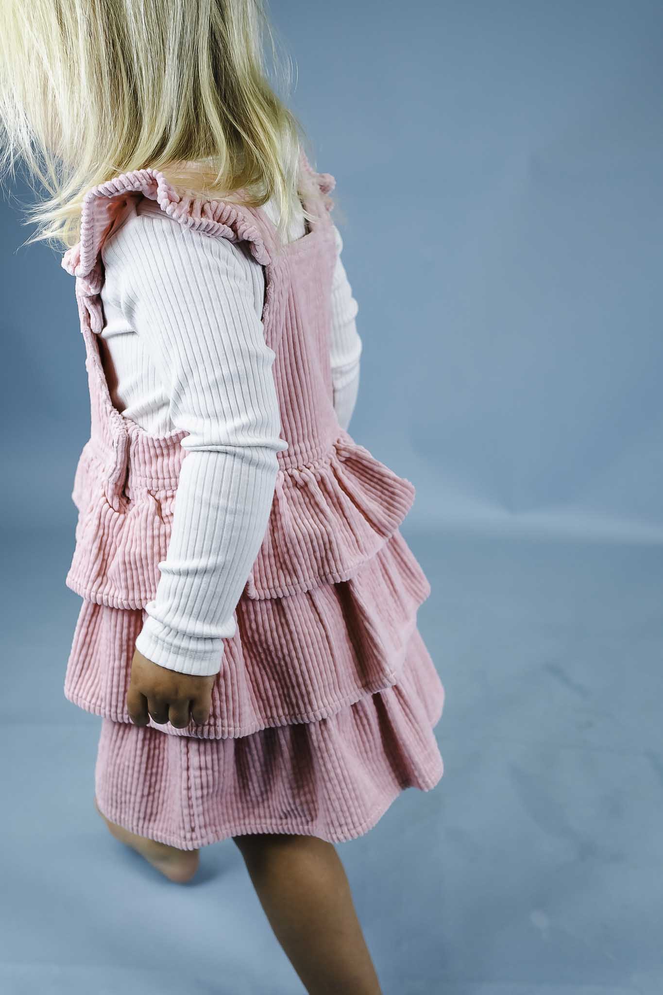 Blush Cord Tiered Overall Dress (Baby Girl)