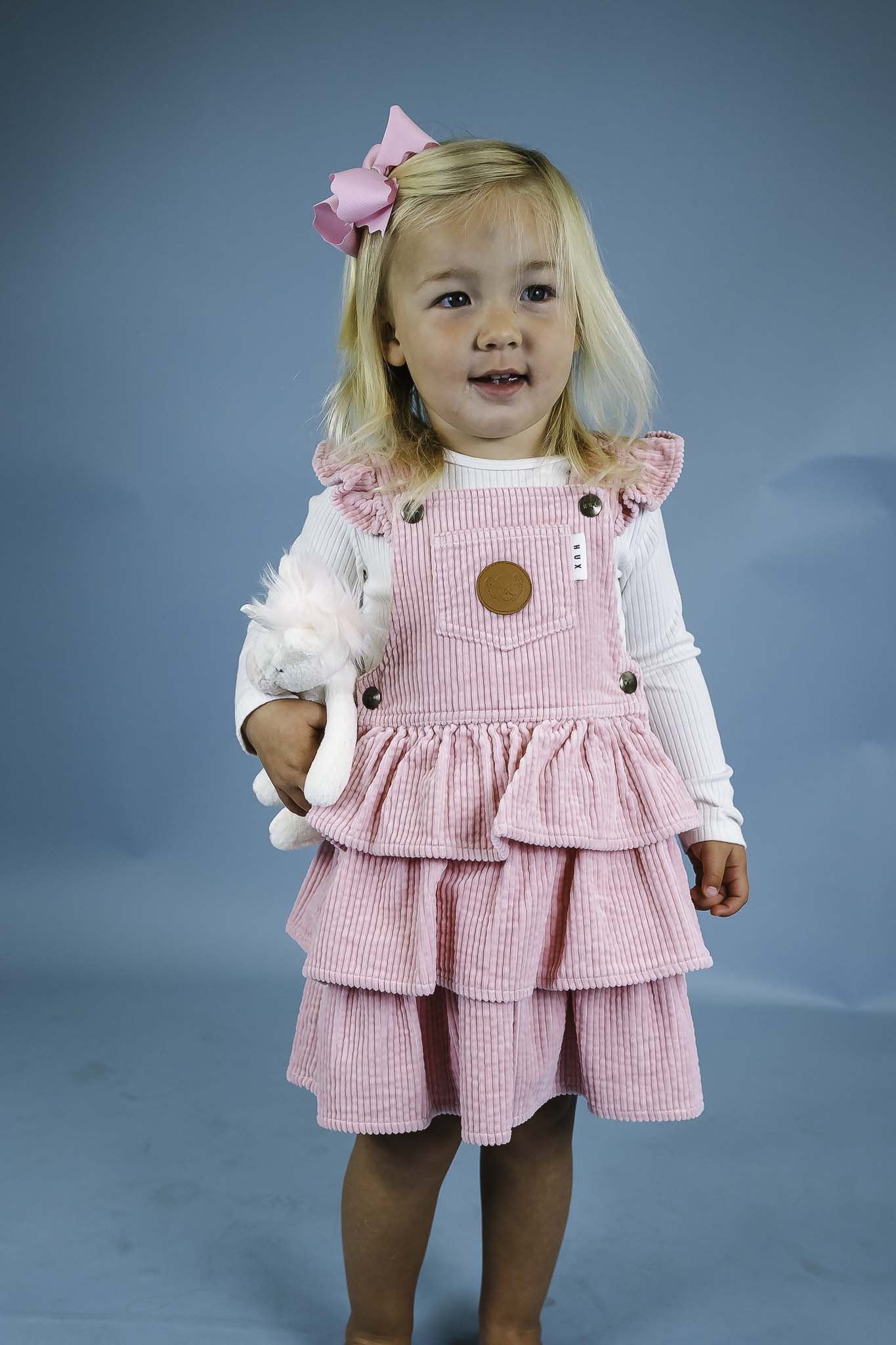 Blush Cord Tiered Overall Dress (Baby Girl)