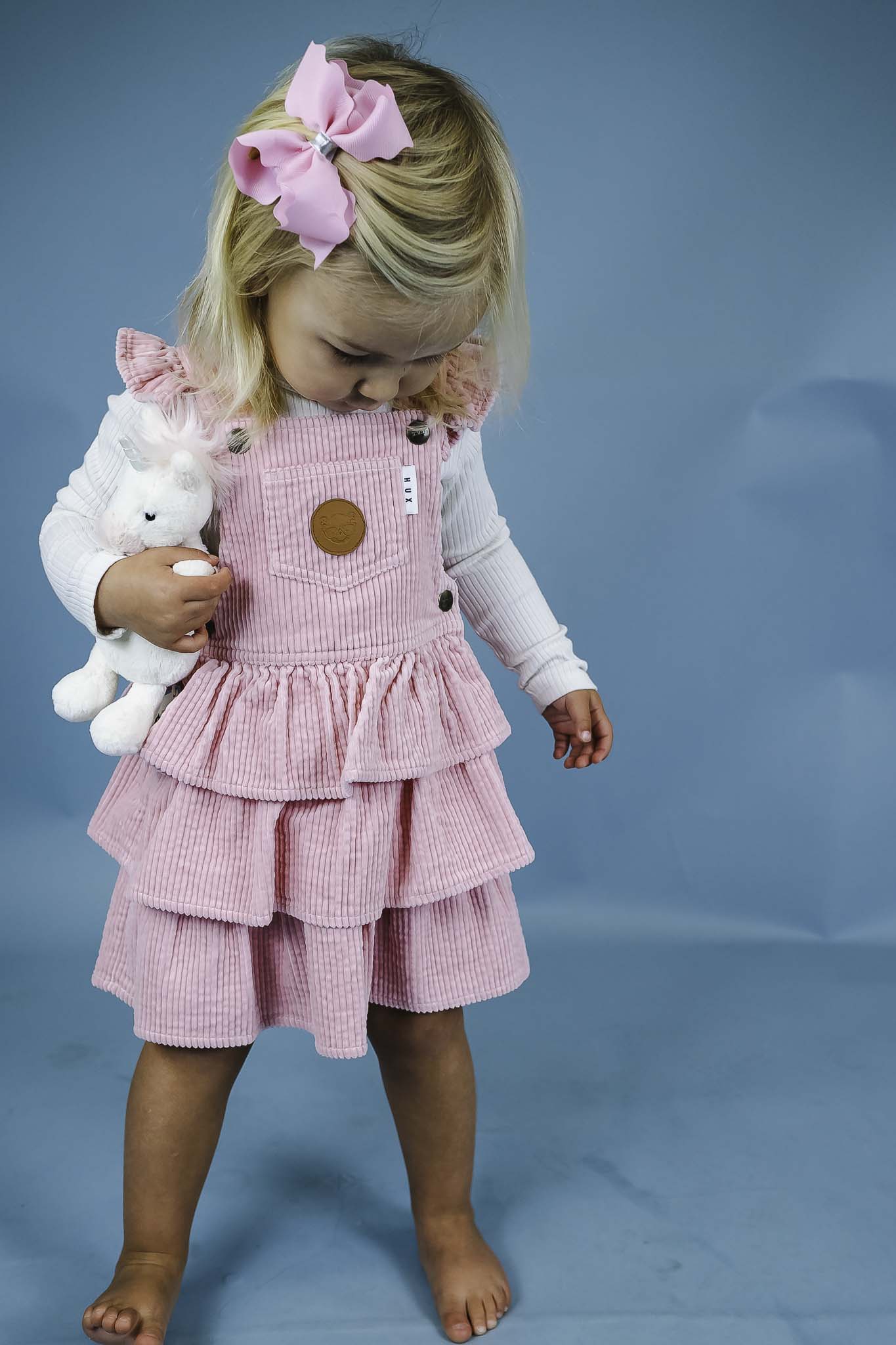 Blush Cord Tiered Overall Dress (Baby Girl)
