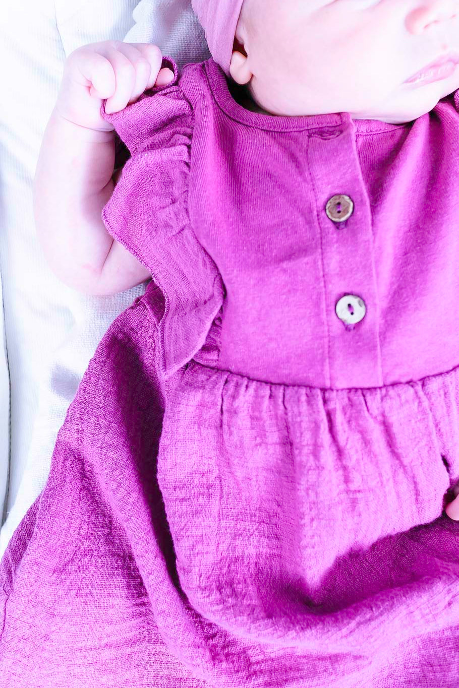 Bright Pink Ruffle Sleeve Dress (Baby Girl)