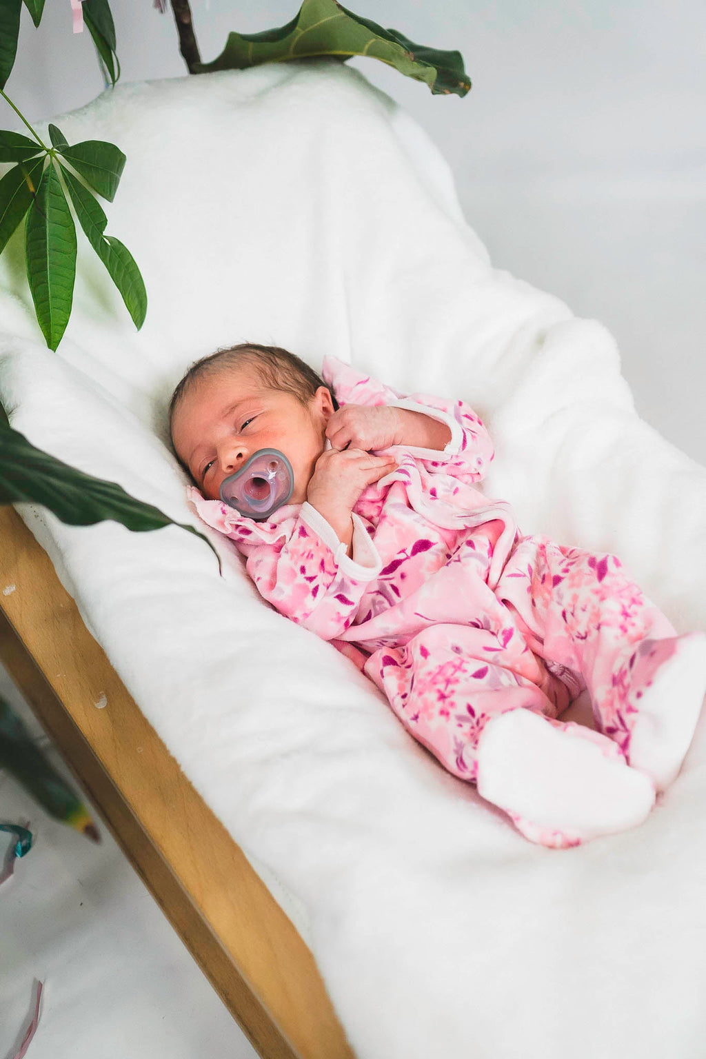 Chloe Velour Magnetic Footie (Baby Girl)