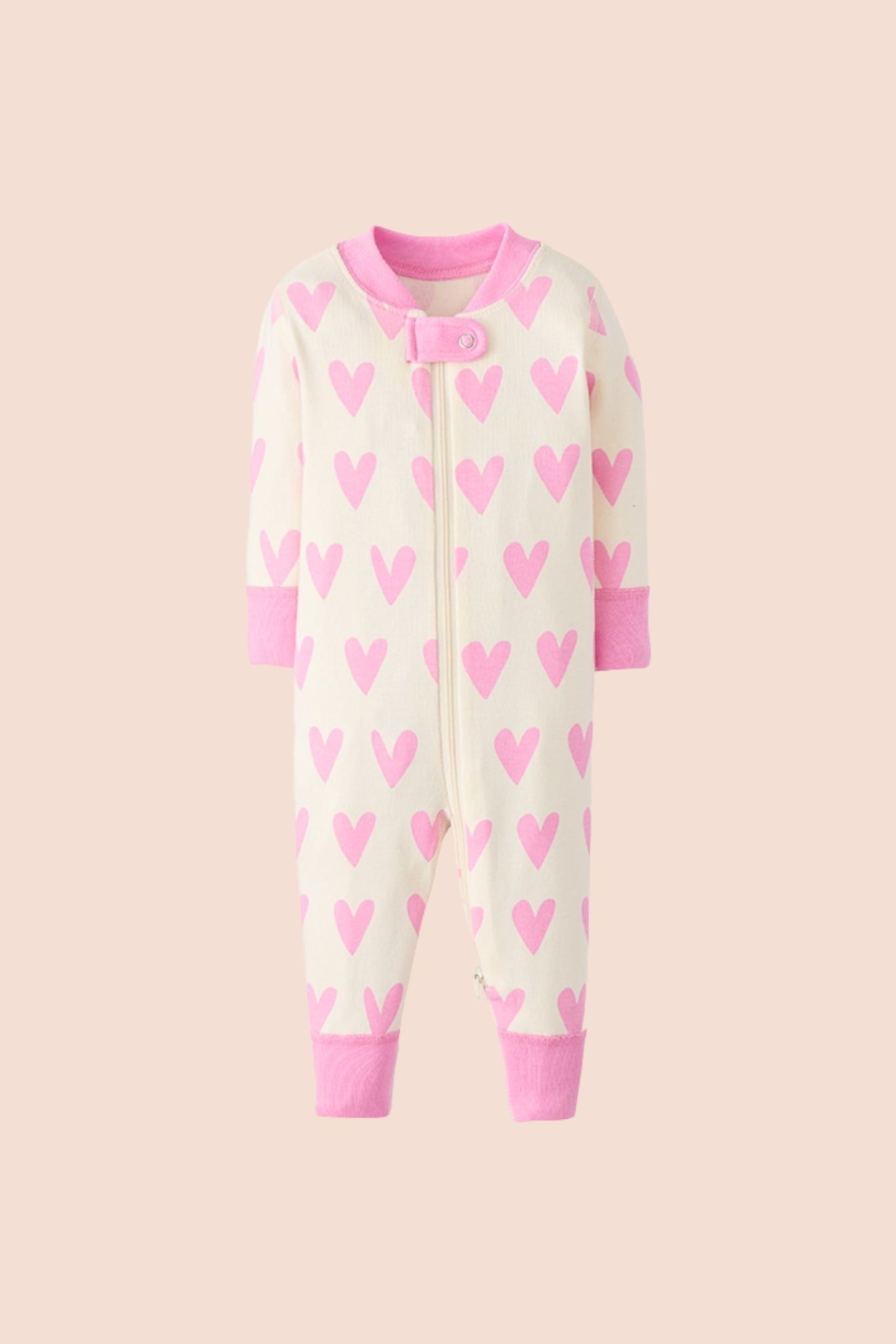 Pink Hearts 2-Way Zip Sleeper (Baby Girl)