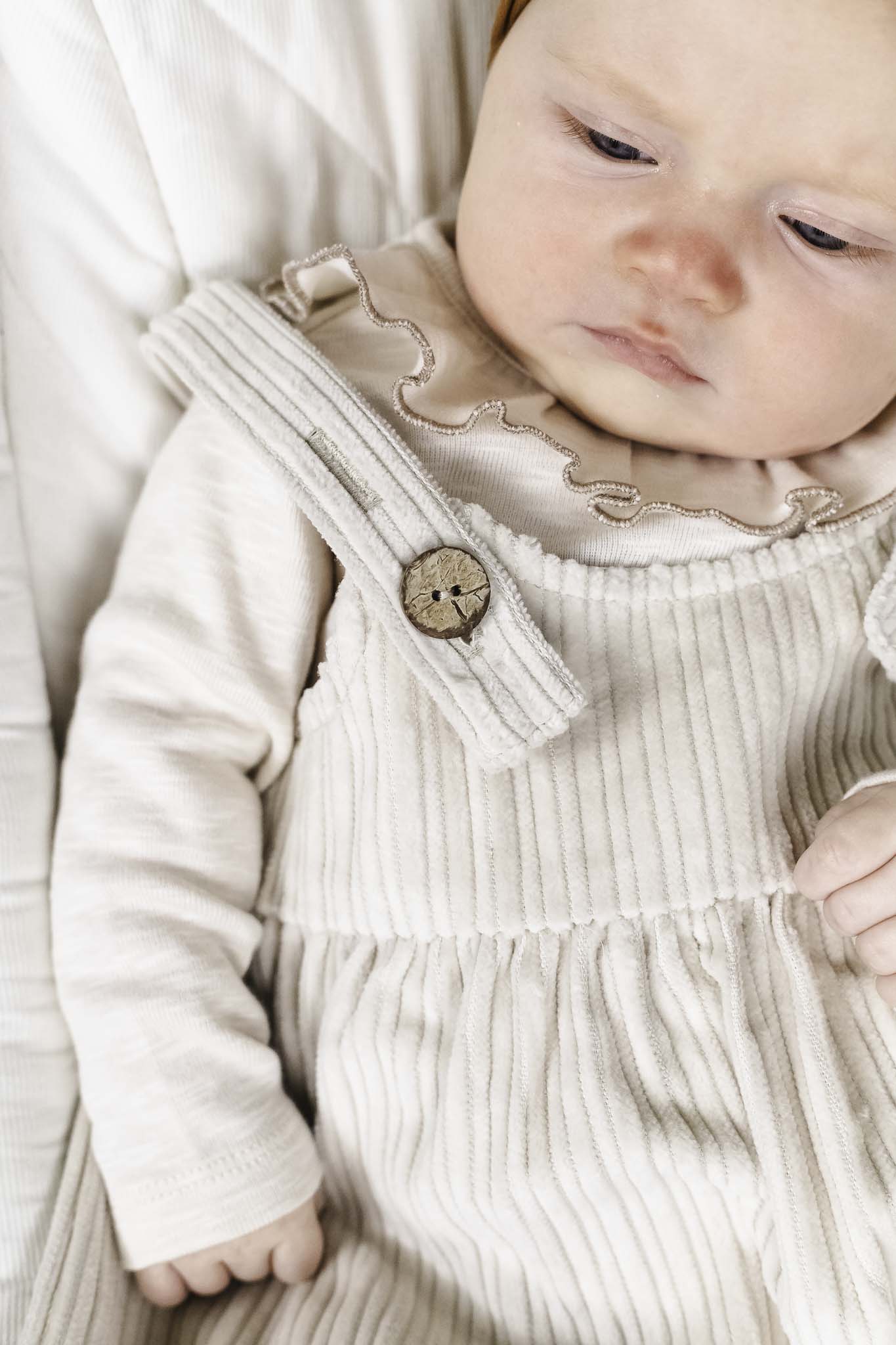 Rib Flame Frill Collar Onesie (Baby Girl)