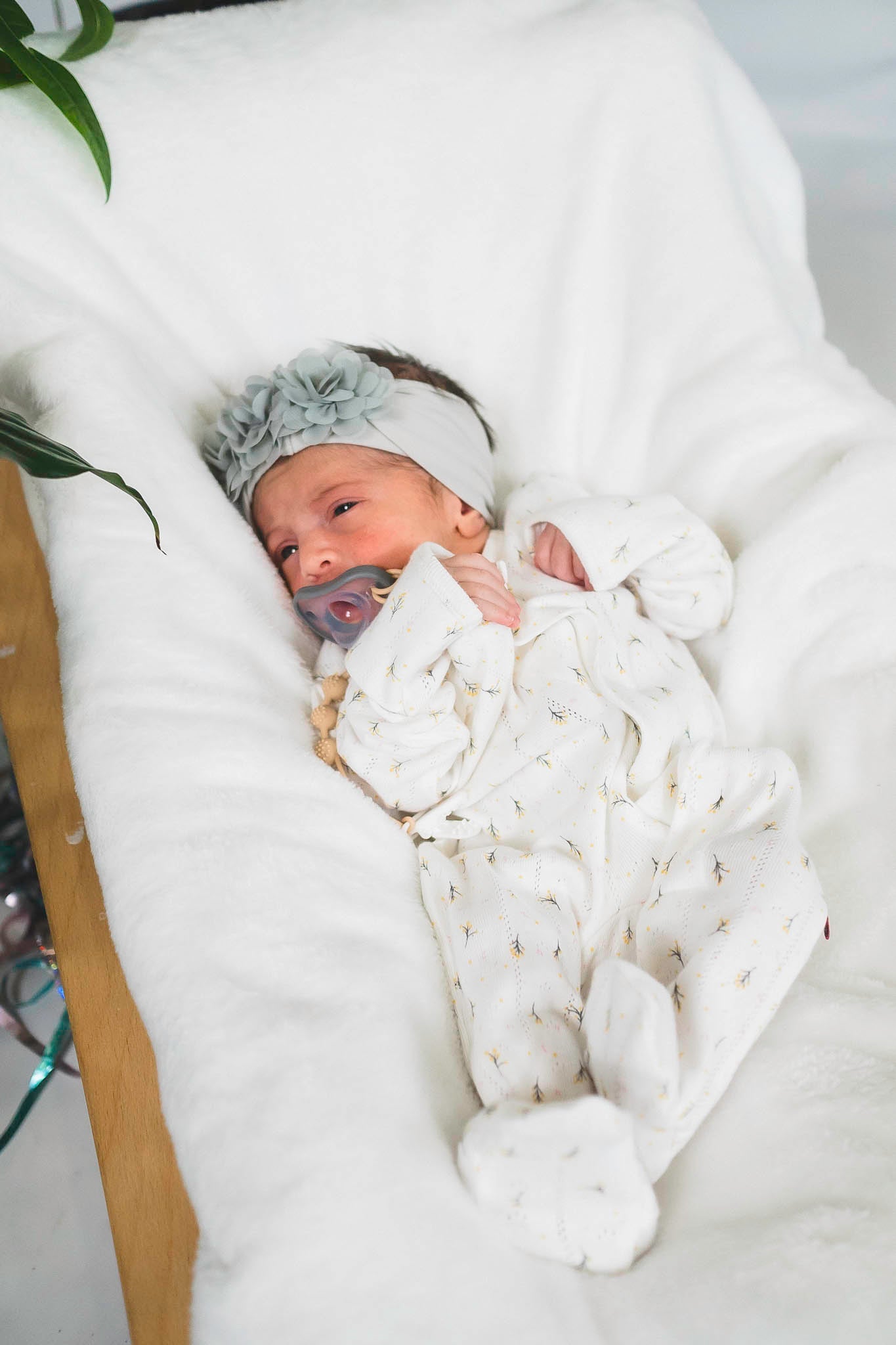 Floral Pointelle Magnetic Footie (Baby Girl)