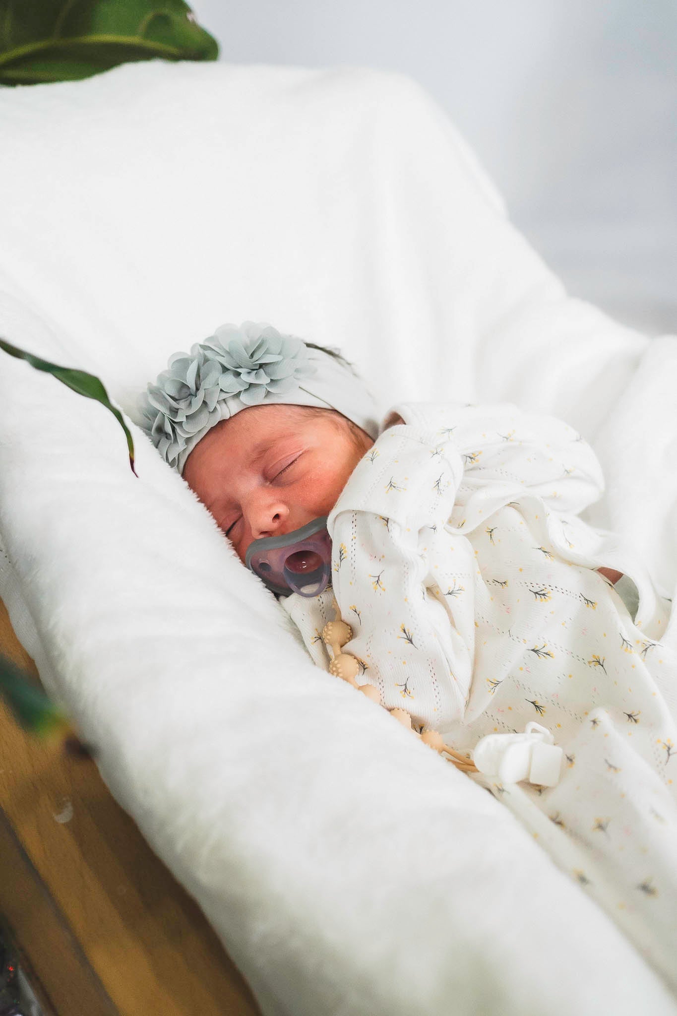 Floral Pointelle Magnetic Footie (Baby Girl)