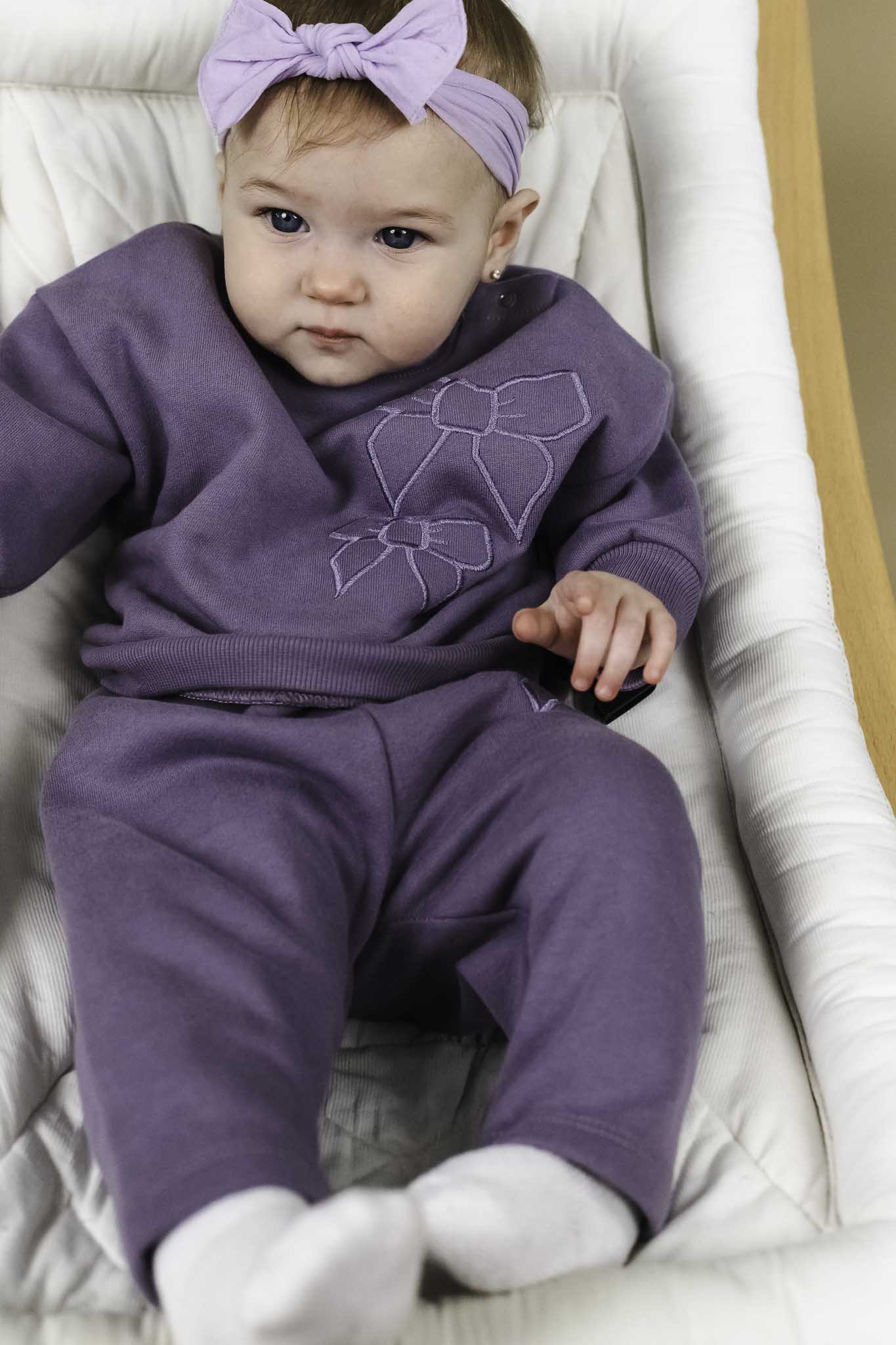 Lilac Fog Bow Sweatshirt (Baby Girl)
