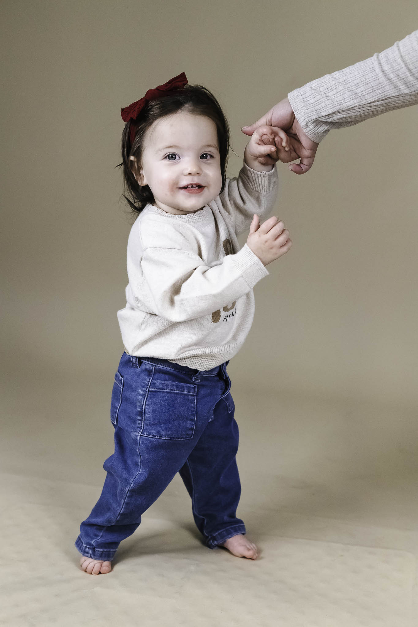 Oat Mushroom Jacquard Sweater (Baby Girl)