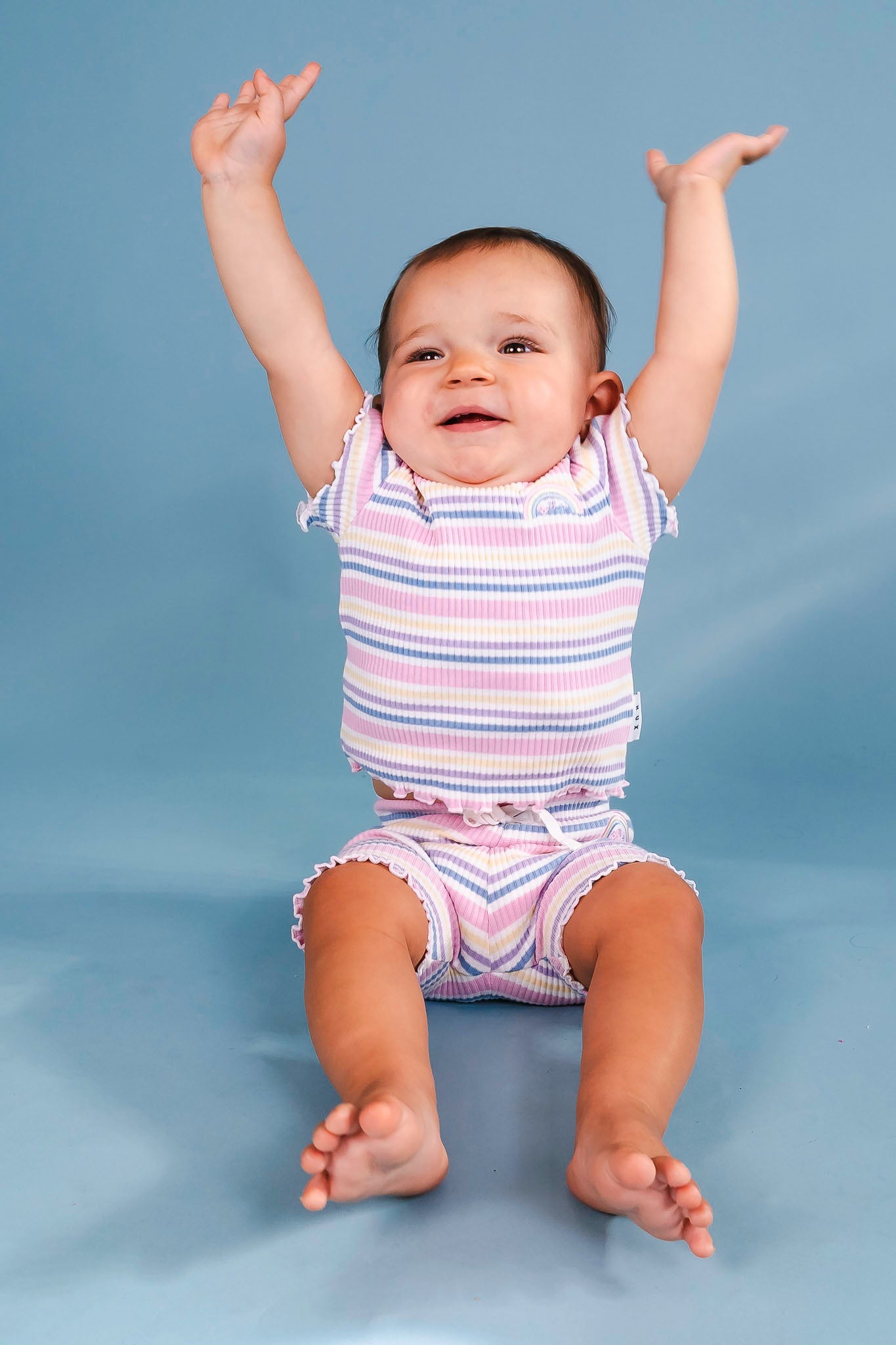 Rainbow Stripe Rib Tee (Baby Girl)