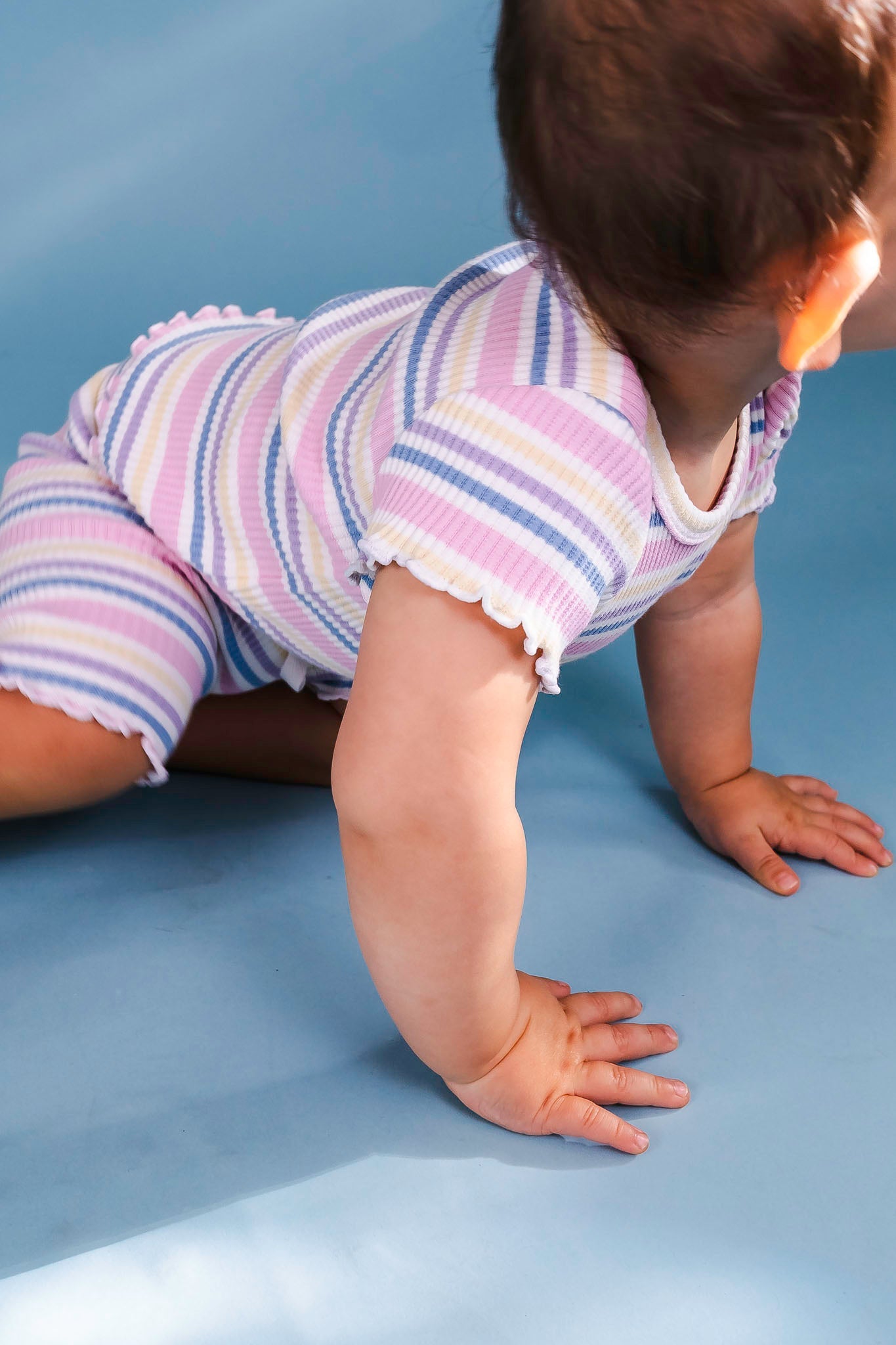 Rainbow Stripe Rib Tee (Baby Girl)