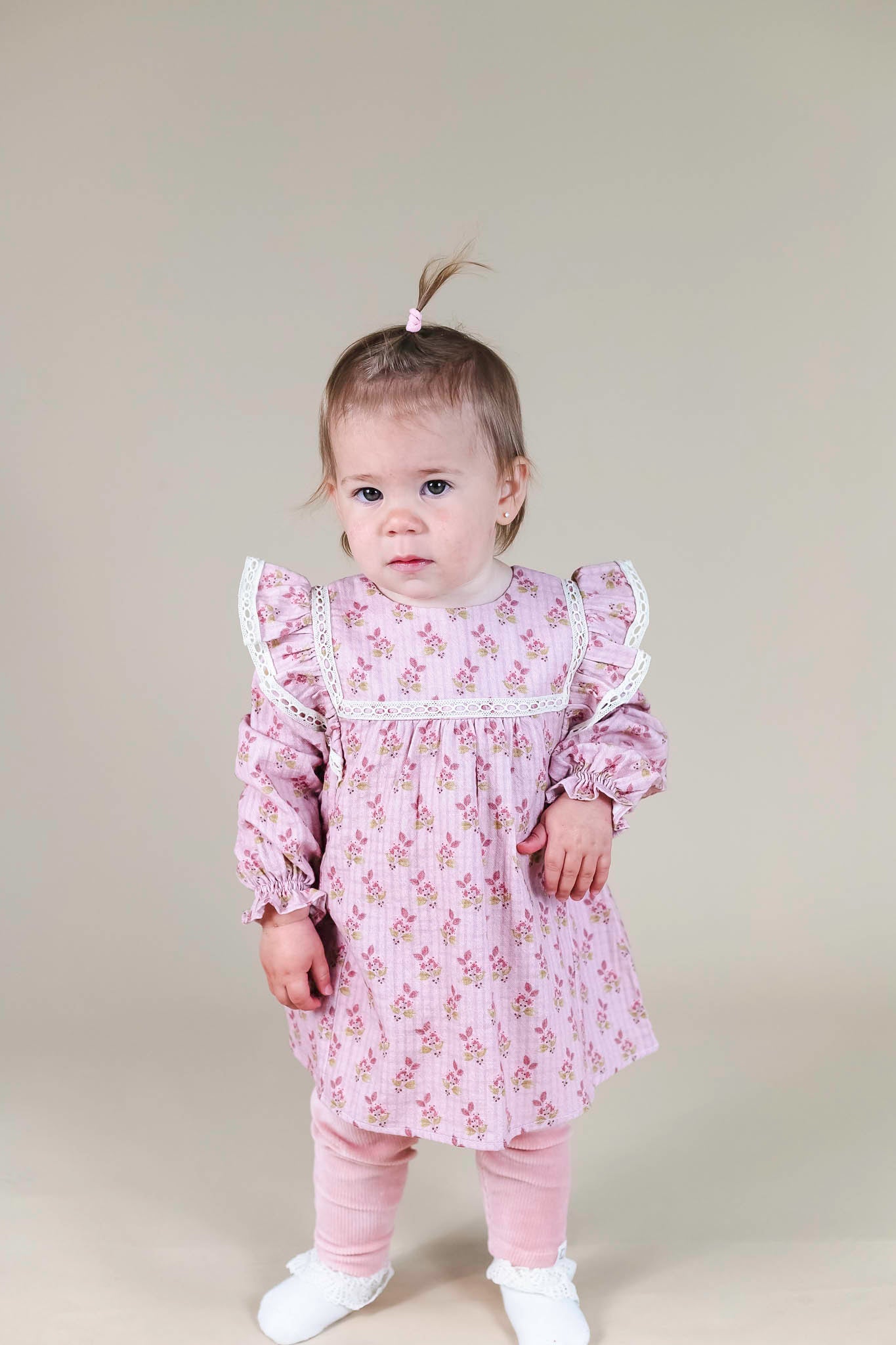 Silver Pink Bloom Dress (Baby Girl)