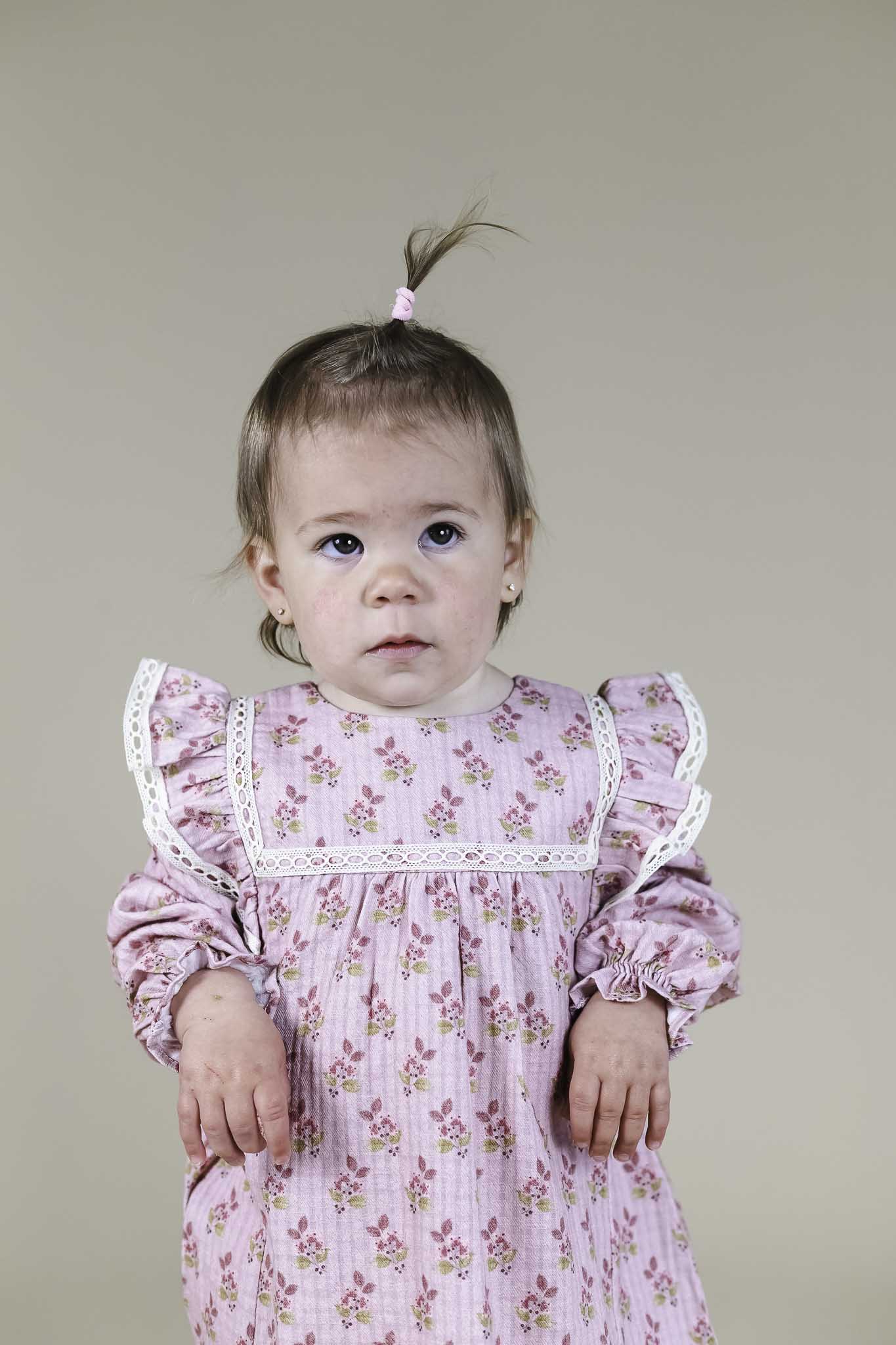 Silver Pink Bloom Dress (Baby Girl)